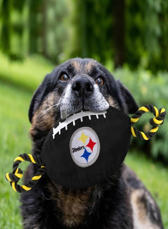 Pets First NFL Pittsburgh Steelers Football Dog Toy, Tough Quality Nylon Materials, Strong Pull Ropes, Inner Squeaker, NFL Team Color - Image 4